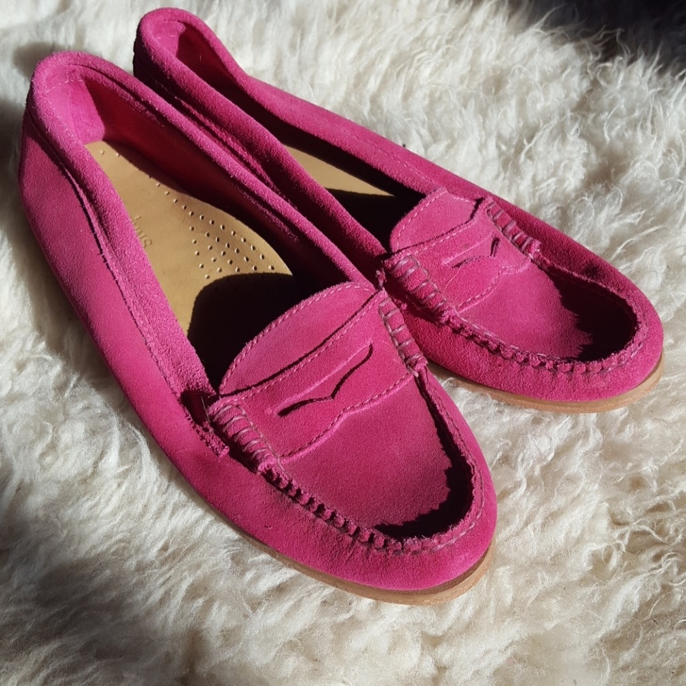 Pink suede Bass Weejuns